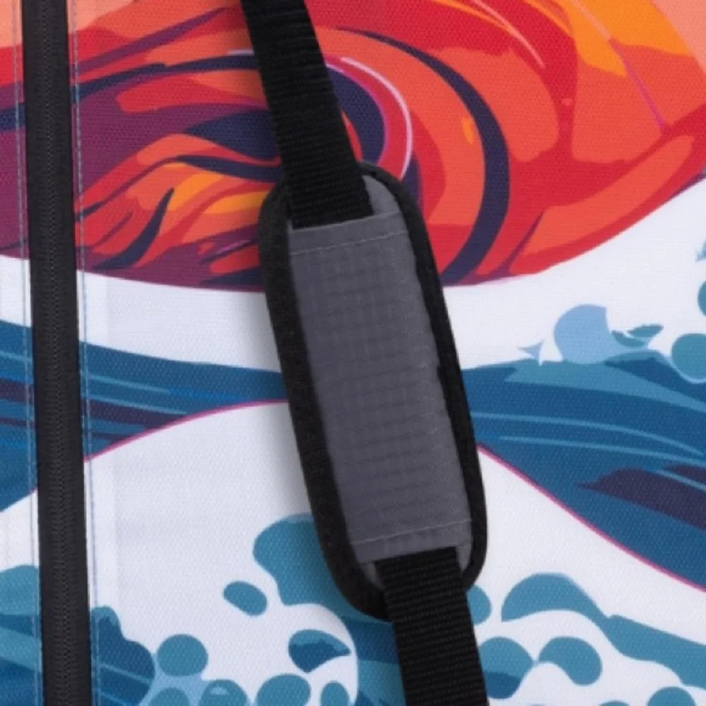 Colorful Wave Design Binder Zip-Up Organizer with Strap
